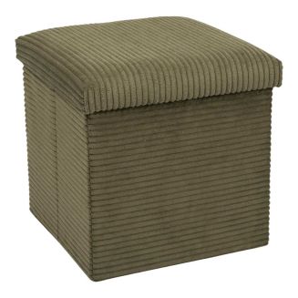 AMORY - Pouf coffre pliable côtelé vert 38x38 cm