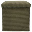 AMORY - Pouf coffre pliable côtelé vert 38x38 cm