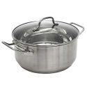 Faitout en Inox avec Couvercle en Verre 28cm Inox, Tous Feux, Lave-Vaisselle, Cuisson Homogène