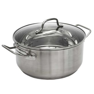 Faitout en Inox avec Couvercle en Verre 28cm Inox, Tous Feux, Lave-Vaisselle, Cuisson Homogène