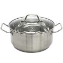Faitout en Inox avec Couvercle en Verre 28cm Inox, Tous Feux, Lave-Vaisselle, Cuisson Homogène