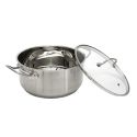 Faitout en Inox avec Couvercle en Verre 28cm Inox, Tous Feux, Lave-Vaisselle, Cuisson Homogène