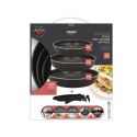 Set de 3 poêles en aluminium revêtement effet pierre avec 1 poignée amovible