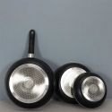 Set de 3 poêles en aluminium revêtement effet pierre avec 1 poignée amovible