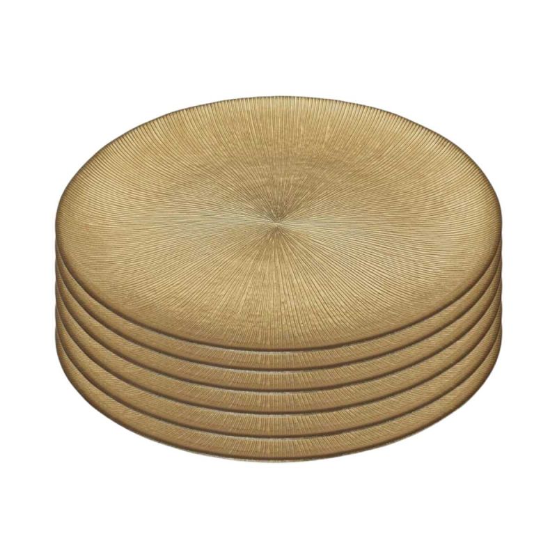 Lot de 6 Assiettes en Verre Doré Ø21cm