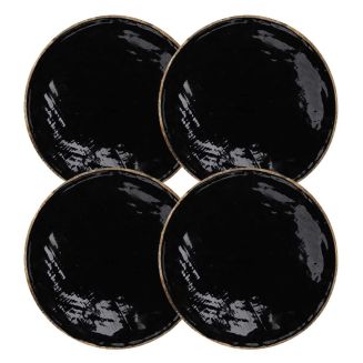 Lot de 4 Sous-Assiette Ø35cm en Manguier Naturel et Noir