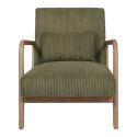 AMORY - Fauteuil en velours côtelé coloris vert pieds et accoudoirs en hévéa