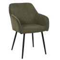 AMORY - Lot de 2 fauteuils de table en velours côtelé coloris vert