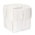 AMORY - Pouf cube en velours côtelé tressé coloris crème