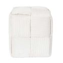 AMORY - Pouf cube en velours côtelé tressé coloris crème