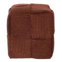 AMORY - Pouf cube en velours côtelé tressé coloris terracotta