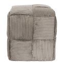 AMORY - Pouf cube en velours côtelé tressé coloris taupe