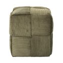AMORY - Pouf cube en velours côtelé tressé coloris vert
