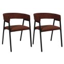 AMORY - Lot de 2 fauteuils de table design en métal et velours côtelé coloris terracotta