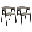 AMORY - Lot de 2 fauteuils de table design en métal et velours côtelé coloris taupe