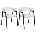 AMORY - Lot de 2 fauteuils de table design en métal et velours côtelé coloris crème