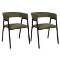 AMORY - Lot de 2 fauteuils de table design en métal et velours côtelé coloris vert
