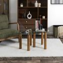 INAYA - Lot de 2 Tables basses gigogne forme galet en verre trempé pieds en hévéa