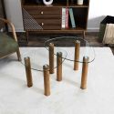 INAYA - Lot de 2 Tables basses gigogne forme galet en verre trempé pieds en hévéa