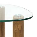 INAYA - Lot de 2 Tables basses gigogne forme galet en verre trempé pieds en hévéa