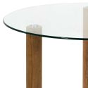 INAYA - Table basse gigogne ronde en verre trempé pieds en hévéa