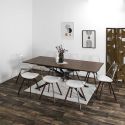 COLETTE - Table repas extensible 150/210 en bois et MDF piètement métal noir