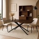 COLETTE - Table repas extensible 150/210 en bois et MDF piètement métal noir