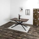 COLETTE - Table repas extensible 150/210 en bois et MDF piètement métal noir