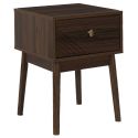 COLETTE - Chevet 1 tiroir en bois et MDF pieds en pin teinté chêne foncé