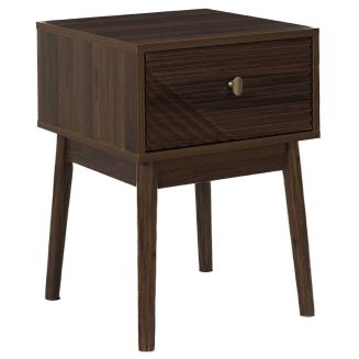 COLETTE - Chevet 1 tiroir en bois et MDF pieds en pin teinté chêne foncé