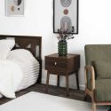 COLETTE - Chevet 1 tiroir en bois et MDF pieds en pin teinté chêne foncé