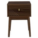 COLETTE - Chevet 1 tiroir en bois et MDF pieds en pin teinté chêne foncé