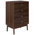 COLETTE - Commode 4 tiroirs en bois et MDF pieds en pin teinté chêne foncé