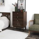 COLETTE - Commode 4 tiroirs en bois et MDF pieds en pin teinté chêne foncé
