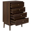 COLETTE - Commode 4 tiroirs en bois et MDF pieds en pin teinté chêne foncé