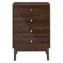 COLETTE - Commode 4 tiroirs en bois et MDF pieds en pin teinté chêne foncé