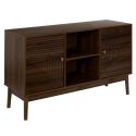 COLETTE - Buffet 2 portes 2 niches en bois et MDF pieds en pin teinté chêne foncé