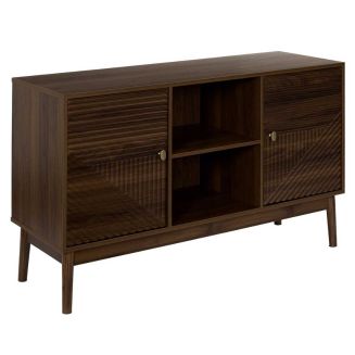 COLETTE - Buffet 2 portes 2 niches en bois et MDF pieds en pin teinté chêne foncé