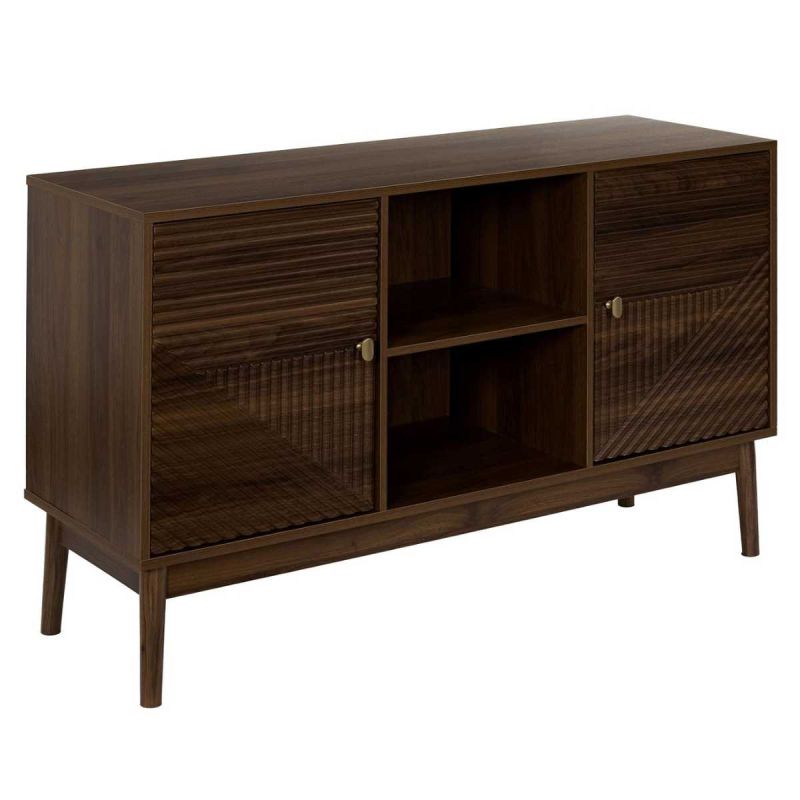 COLETTE - Buffet 2 portes 2 niches en bois et MDF pieds en pin teinté chêne foncé COLETTE - Buffet 2 portes 2 niches en bois et MDF pieds en pin teinté chêne foncé