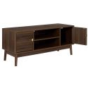 COLETTE - Meuble TV 2 portes 2 niches en bois et MDF pieds en pin teinté chêne foncé