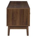 COLETTE - Meuble TV 2 portes 2 niches en bois et MDF pieds en pin teinté chêne foncé