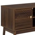 COLETTE - Meuble TV 2 portes 2 niches en bois et MDF pieds en pin teinté chêne foncé