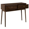 COLETTE - Console 2 tiroirs en bois et MDF pieds en pin teinté chêne foncé