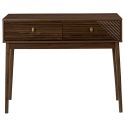 COLETTE - Console 2 tiroirs en bois et MDF pieds en pin teinté chêne foncé