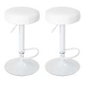 SMIDO - Lot de 2 Tabourets Réglables Simili Blanc