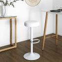 SMIDO - Lot de 2 Tabourets Réglables Simili Blanc