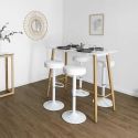 SMIDO - Lot de 2 Tabourets Réglables Simili Blanc