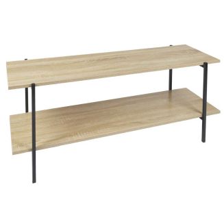 DARA - Banc TV 2 Plateaux Métal et Aspect Bois