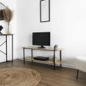DARA - Banc TV 2 Plateaux Métal et Aspect Bois
