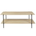 DARA - Banc TV 2 Plateaux Métal et Aspect Bois